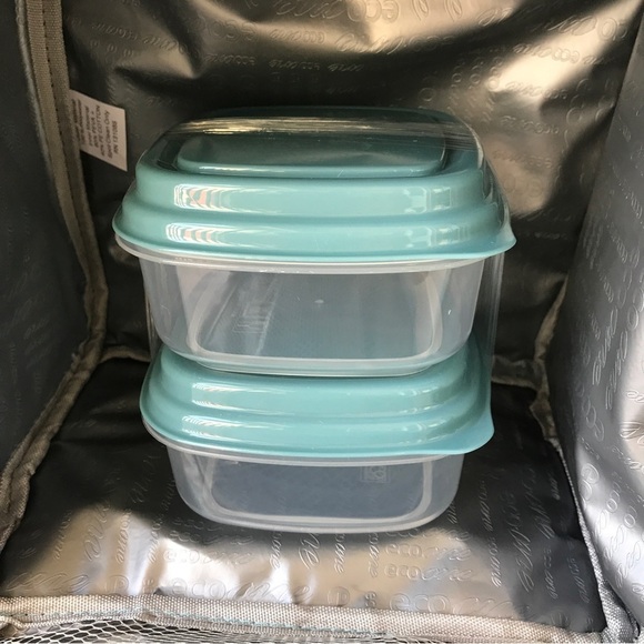 insulated lunch tote for hot & cold food storage in turquoise 7 piece - Picture 6 of 14